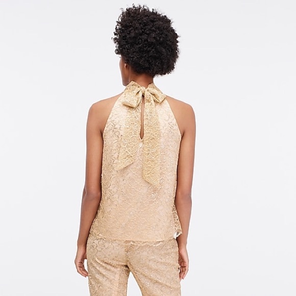 J.Crew | Tie-neck Metal Lace Top - Picture 3 of 8